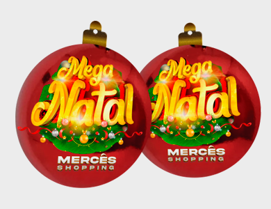 Móbile Bolinha de Natal Grande PVC 0,3 mm Verniz Frente e Verso 17,4x20,4 cm - 4x4 - 1000 unid