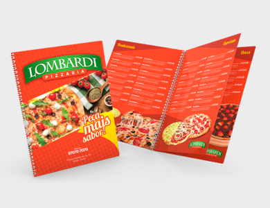 Cardápio Espiral com 14 Páginas em PVC 0,5mm Fosco Frente e Verso 21,5x29cm - 4x4 - 10 unid