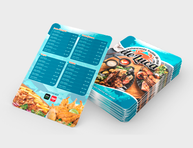 Cardápio em PVC 0,76mm Cristal Frente e Verso 21,5x29cm 1 Folha (2 páginas) - 4x4 - 25 unid