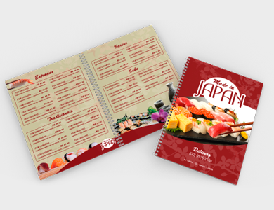 Cardápio Wire-o com 4 Páginas em PVC 0,76mm Fosco Frente e Verso 21,5x29cm - 4x4 - 50 unid