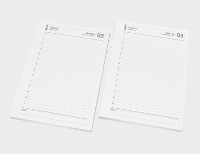 Miolo de Agenda A5 Sulfite 75g PB - Modelo Dois Dias por Página 2026 - 1x1 - 1 unid